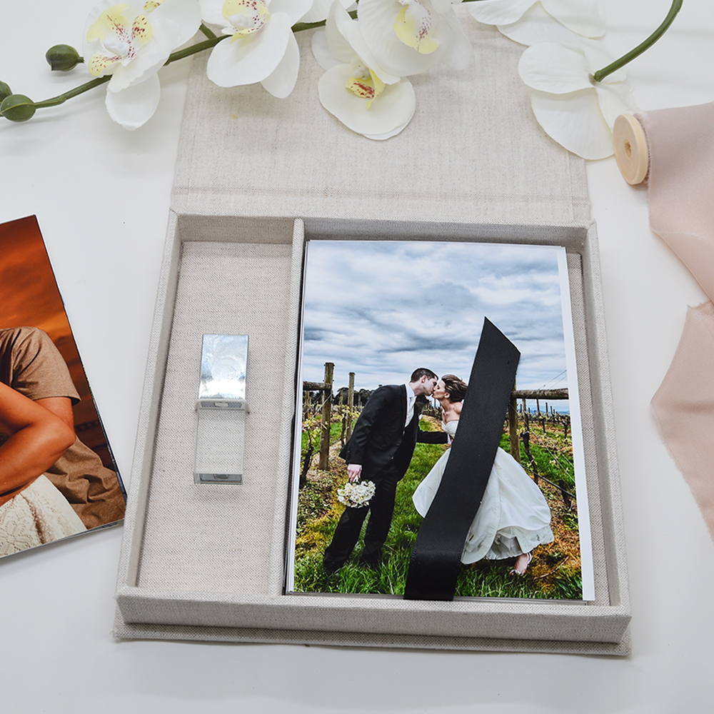 Memory Card Case - Custom 4x6inch Natural Linen Handmade Photo